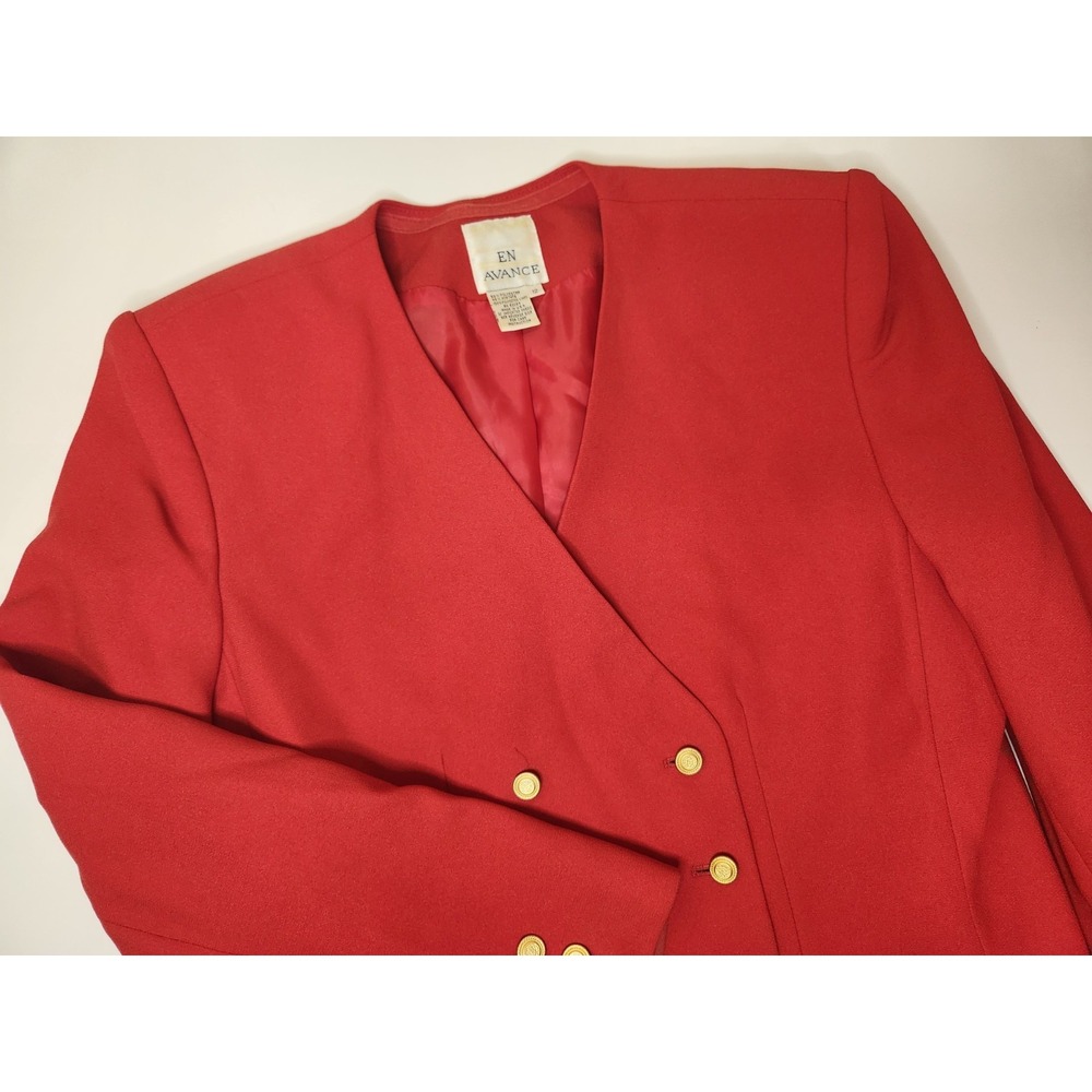 Vintage En Avance Red Double‎ Breasted Blazer Womens Size 12